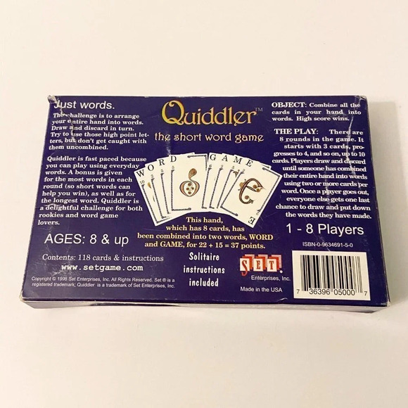 Vintage 1998 Quiddler Card Game For The Fun Of Words The Short Word Game - Picture 8 of 12